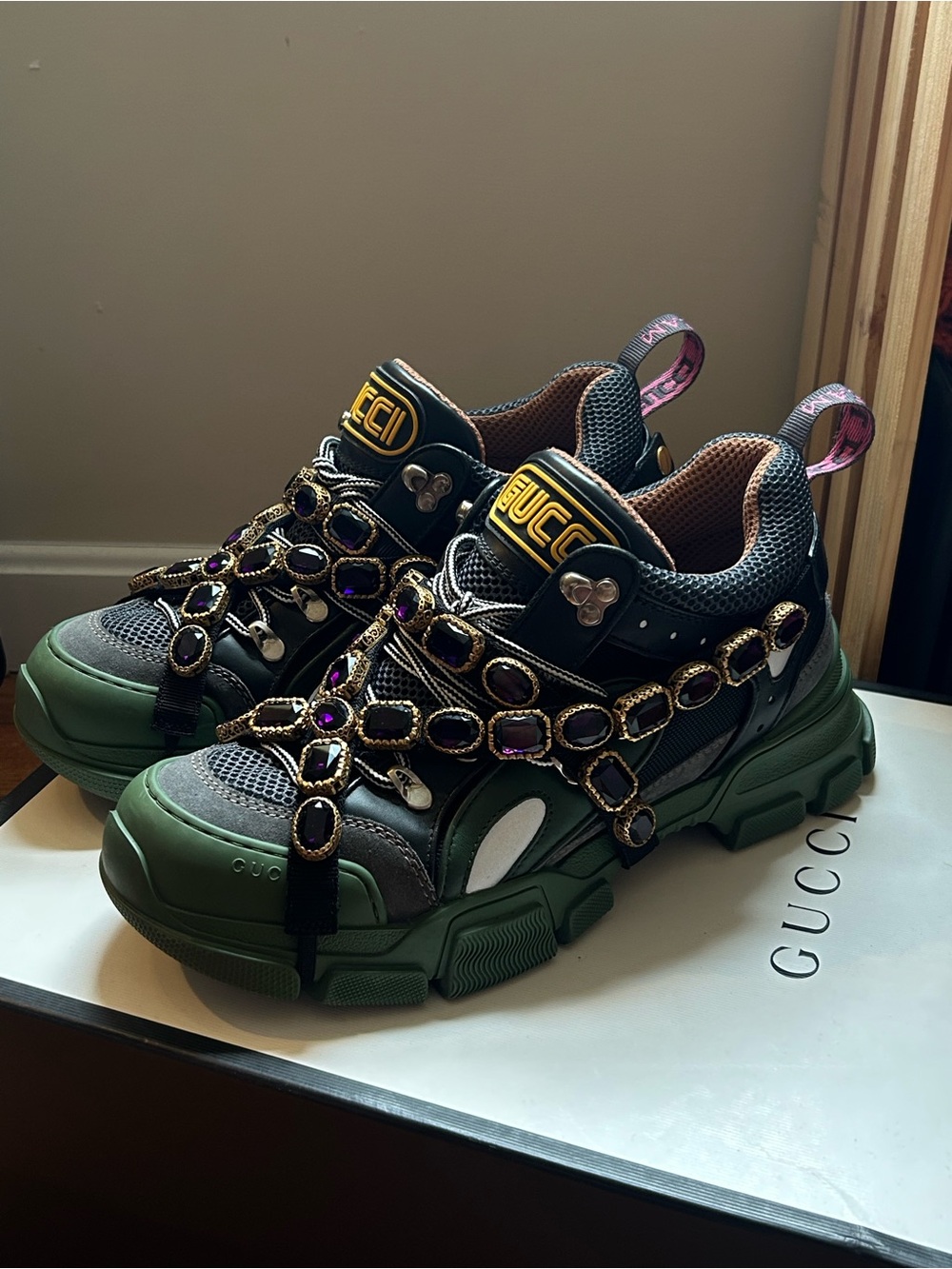 Gucci X SEGA Mesh Suede Calfskin Olive Green